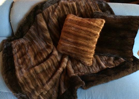 Real Mink Throw and Pillows